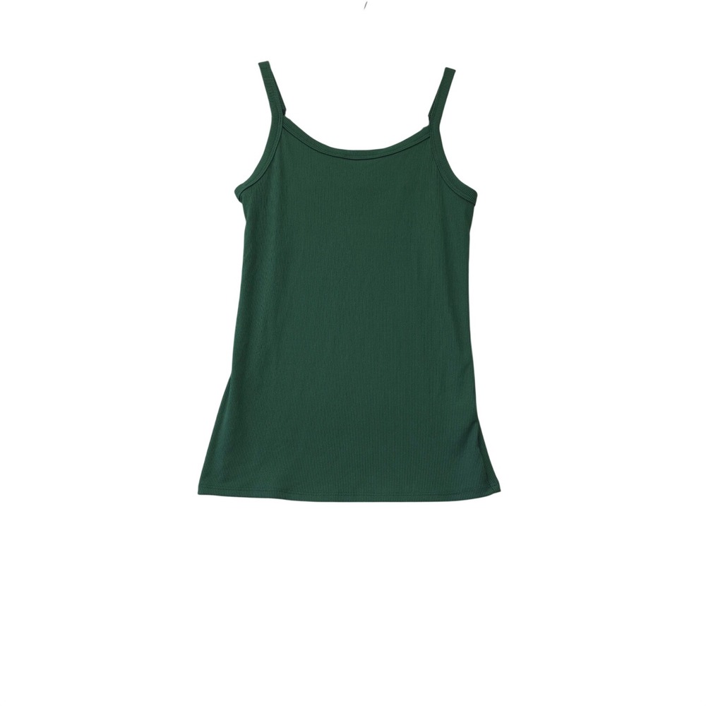No Boundaries Forest Green Ribbed Cami Tank Top Small 3-5 Stretch Scoop Neck